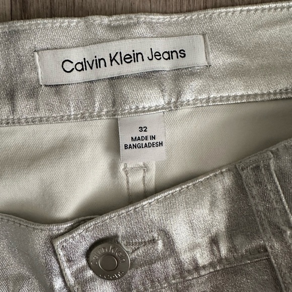 NWT Calvin Klein Metallic Silver Gray Mini Skirt Women’s 32 - Picture 7 of 10